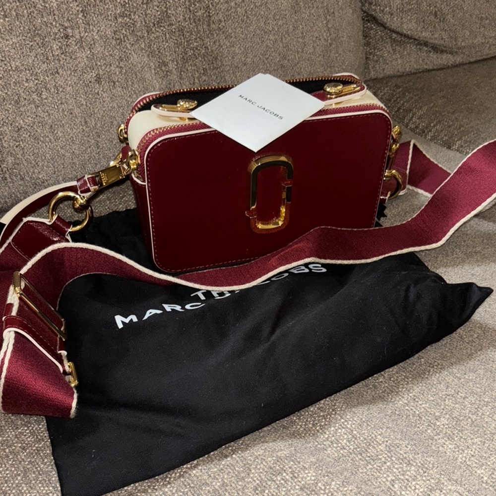 Marc Jacobs Red and Cream Crossbody Bag with Glossy Finish